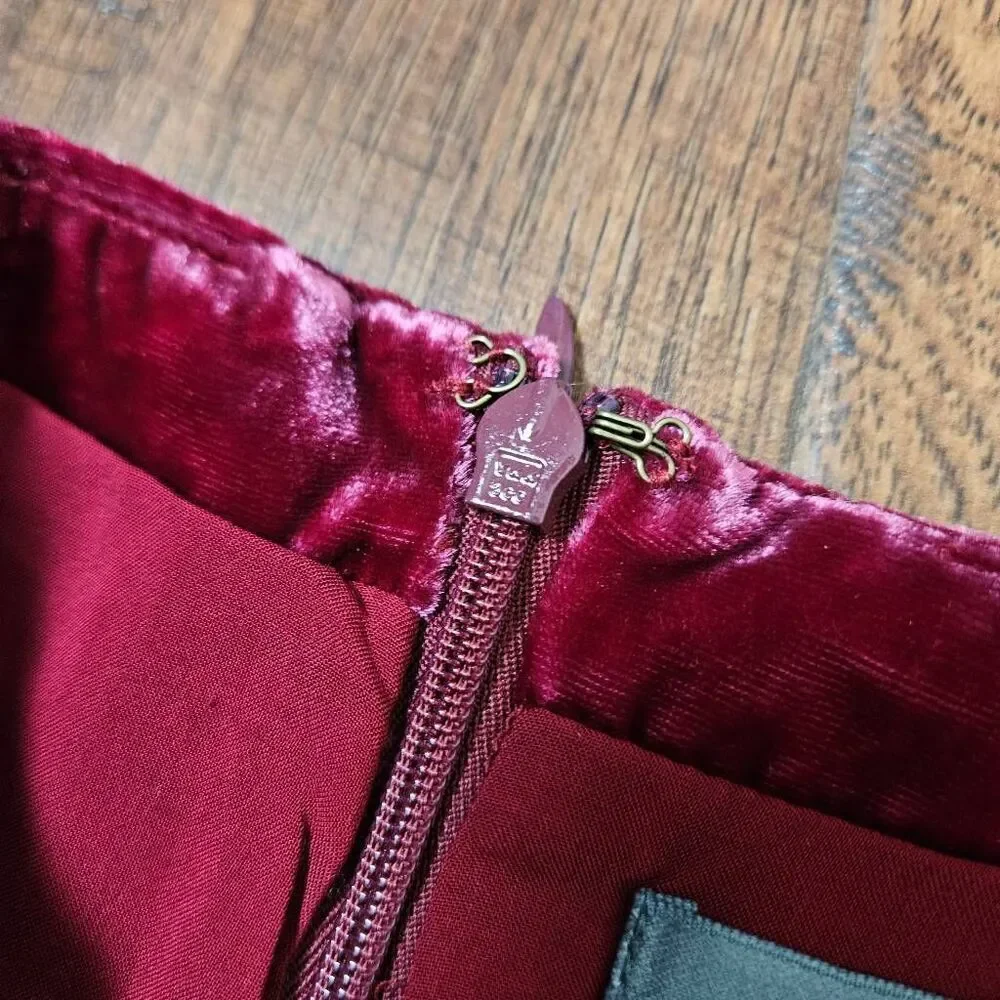 NWT Anthropologie Montie Raspberry Velvet Skirt